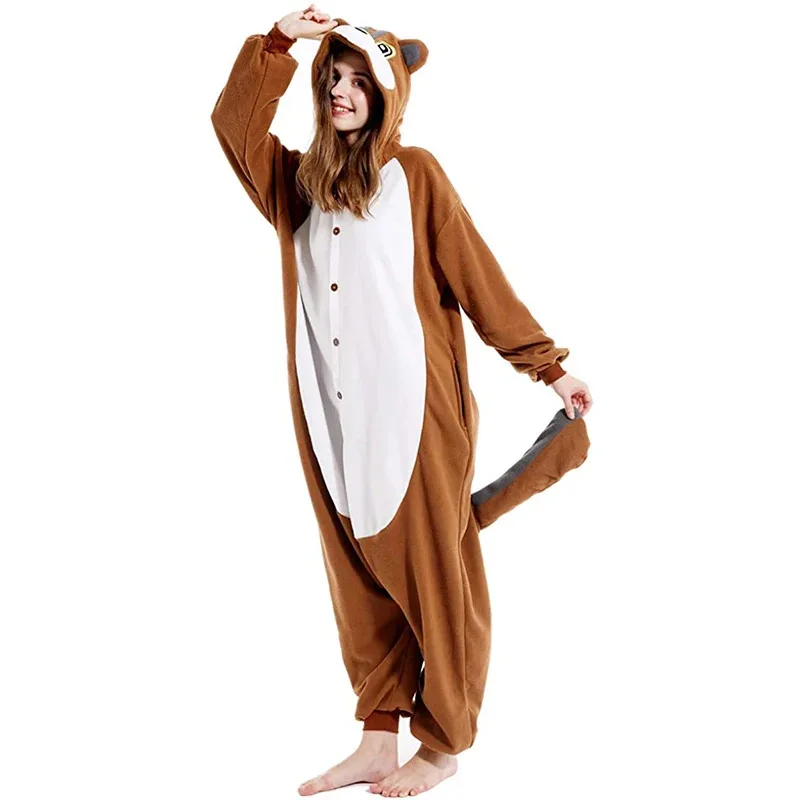 Piyama Kigurumi Tupai Baru 2025 Pakaian Tidur Hewan Piyama Kostum Cosplay Pesta Karnaval Halloween Dewasa Onesie Tupai ☆ ☆