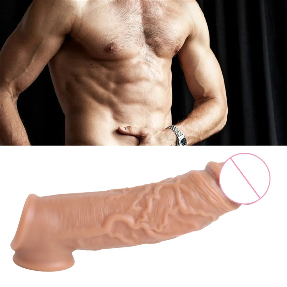 Reusable Penis Extender Cock Rings Delay Ejaculation Penis Condoms Dick Sleeve Silicone Glans Cover Enlargement Sex Toys For Men