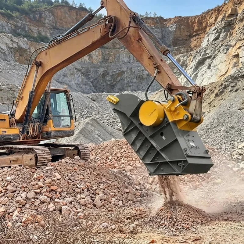 Durable Jaw Crusher Attachment Stone Crushing Bucket for 8T Excavators Compact Structure for Municipal Road Customized