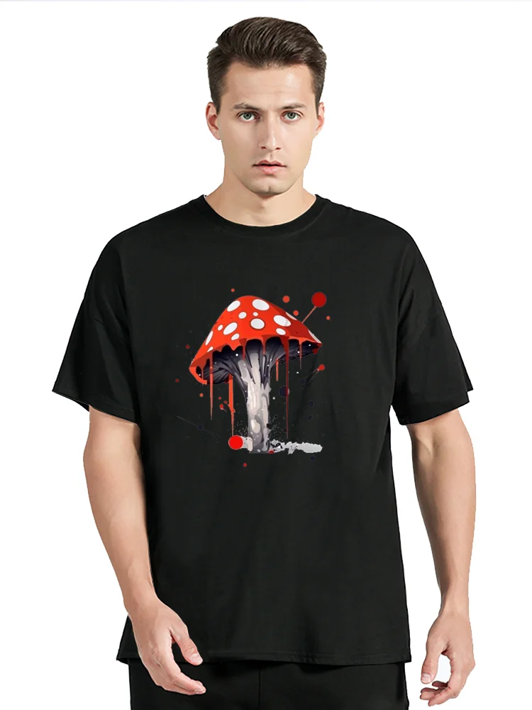 

Men's New Colorful Mushroom Design T-Shirt Cool Hipster Tshirt Cotton Men Clothing Oversized Graphic Tees Tops