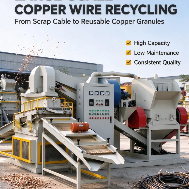 Copper Wire Granulator Automatic Feeding Unit Metal Recycling Machinery Cable Recycling Machine Single Phase Recycling Machine