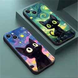 Cover Bag Phone Case for Google Pixel 7 Pro 8 Pro 6a 7a 6 Pro Silicone Starry Sky Cat