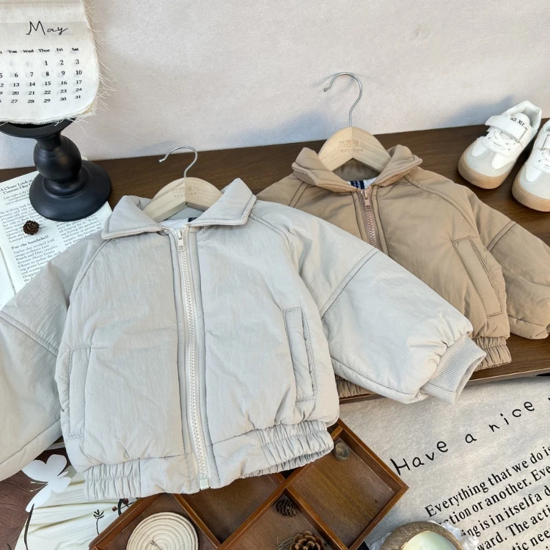

2025 Winter New Children's Solid Color Forest Series Design with Zipper Thickened Cotton Jacket