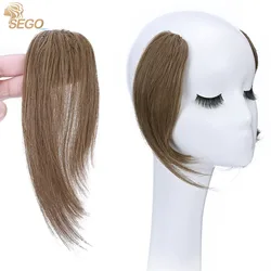 Sego 100% Human Hair Clip on Bangs With Mid Part One/Two sides Bangs Remy Hair In Extenssion French Invisible 2PCS Fringe