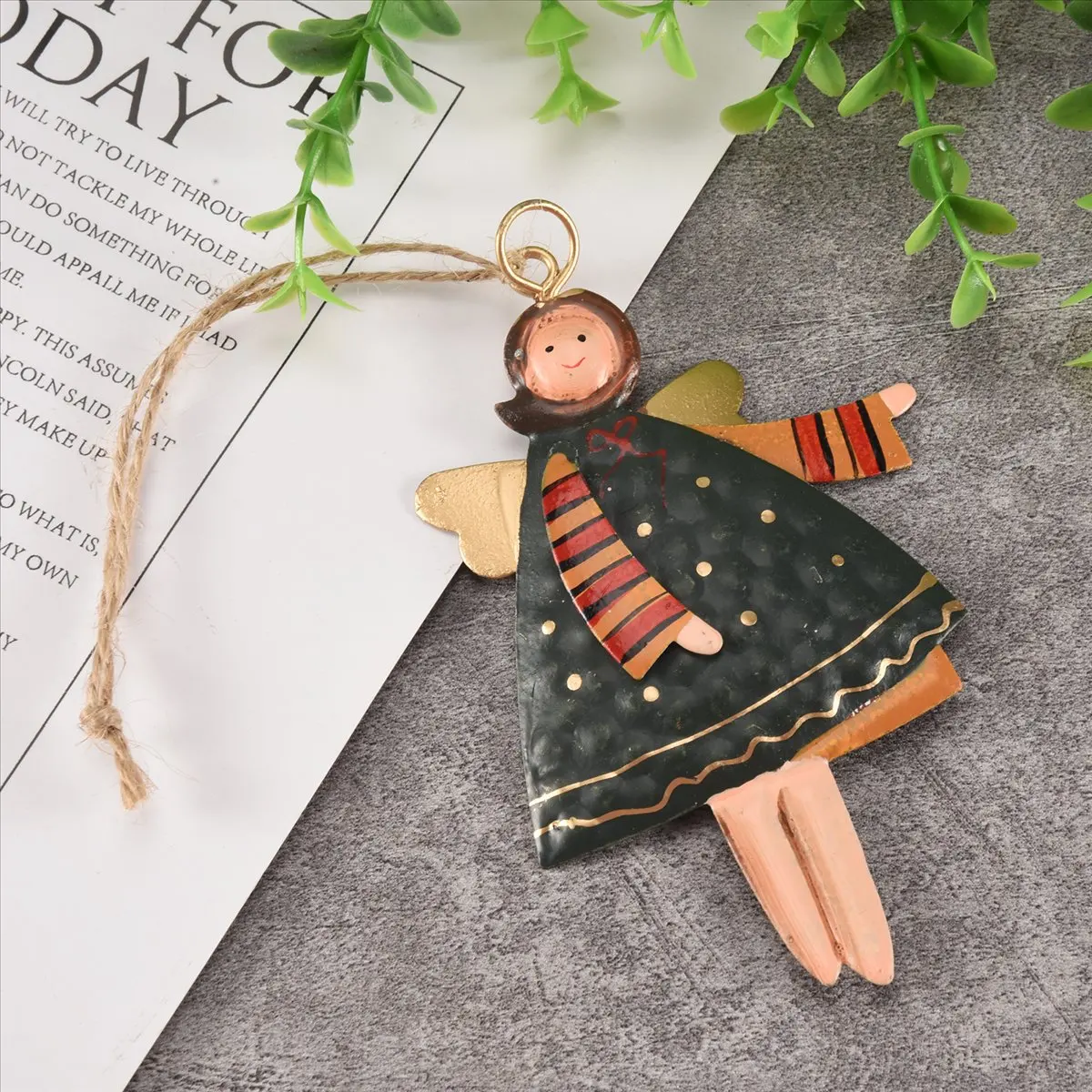 A1927Z~4 PCS Christmas Metal Dancing Angel Pendants Xmas Tree Doll Decorations for Home Party