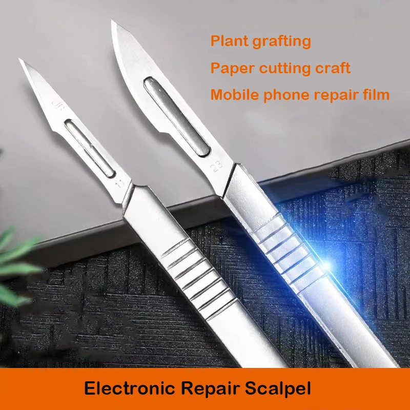 Scalpel métallique en acier au carbone, 11 #23 #, manche sphérique, bricolage, réparation de coupe, générateurs d\'animaux, kits d\'outils de