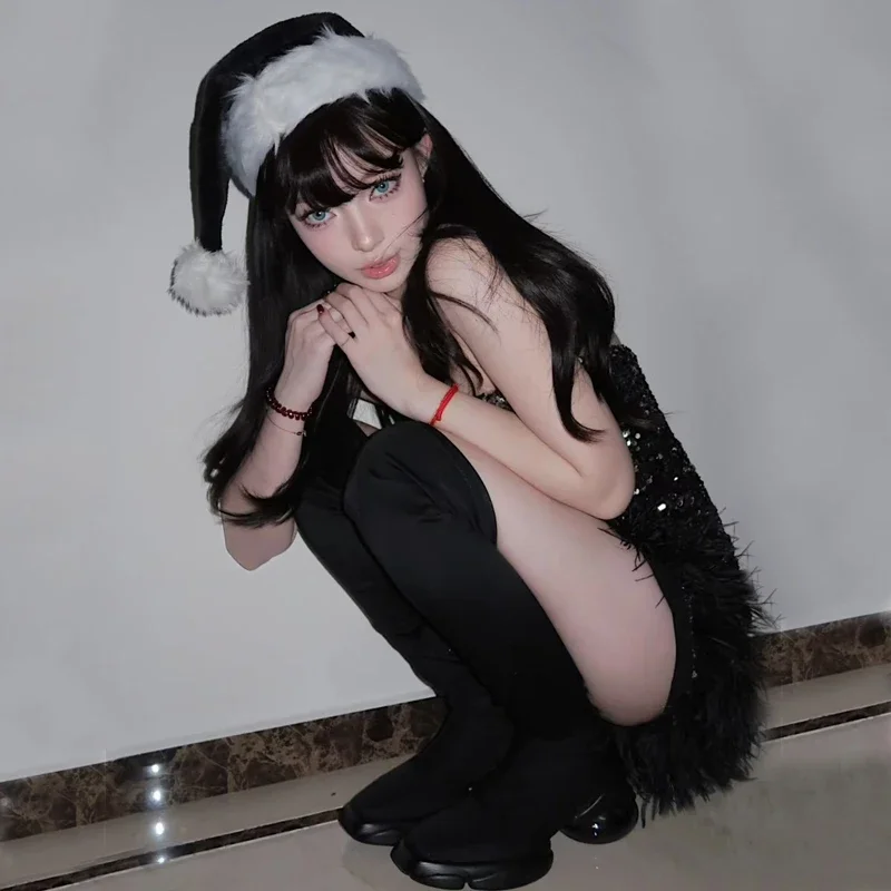 Рождественское праздничное платье Санта-Клауса, карнавальный костюм для женщин, рождественские сексуальные наряды, гламурные платья, блестящий подарок на праздник с блестками