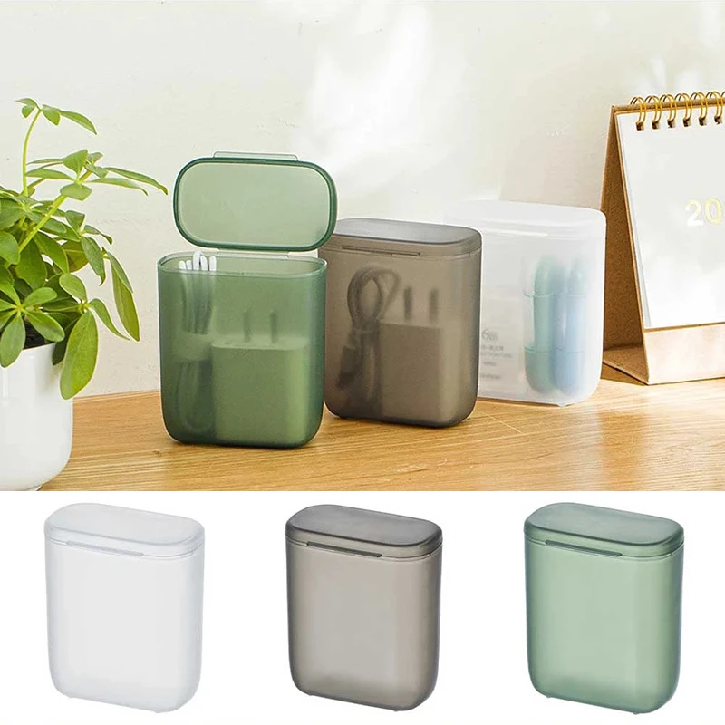 

Portable Data Cable Storage Box Dustproof With Cover Mobile Phone Charger Box Transparent Cable Wire Container Box Bag In Office