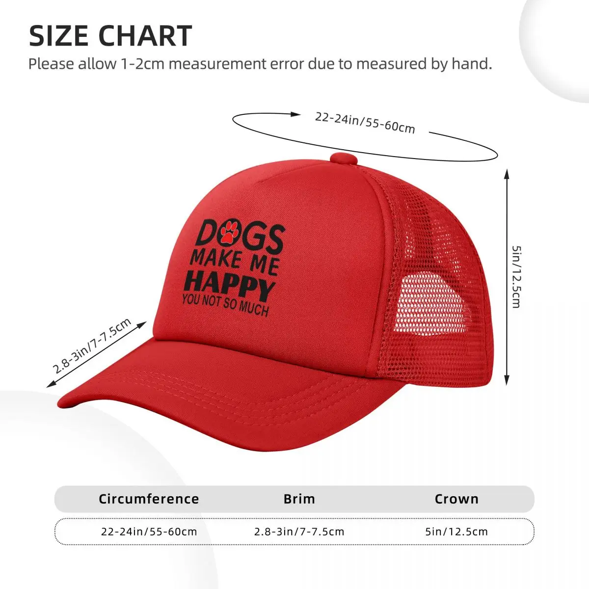 Dogs Make Me Happy You Not So Much Mesh Baseball Caps Snapback Fashion Baseball Hats Breathable Casual Casquette Outdoor Unisex