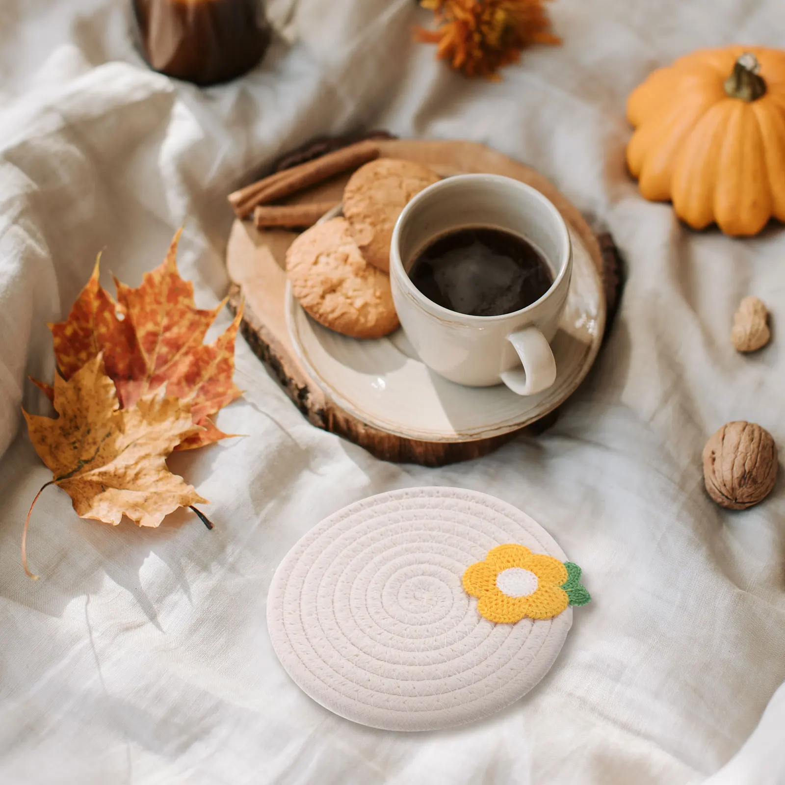 

Cotton Rope Coasters Cup Heat Insulated Pad Woven Placemat Non Slip Kitchen Mats Home Table Decor Anti Skid Coaster Office Use