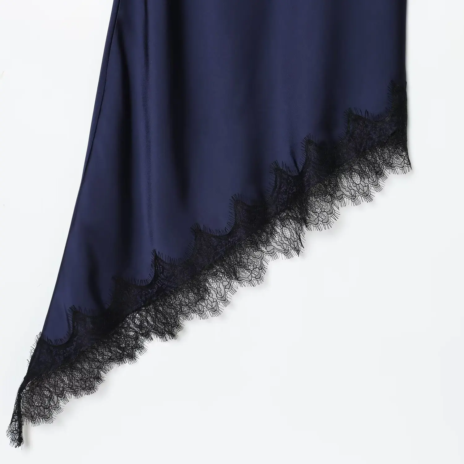 Asymetryczna spódnica damska z koronkowym wykończeniem, imitująca jedwab, w stylu Dr. Ele, nowa kolekcja jesienna, prosta, o kroju tuby, do noszenia na co dzień.