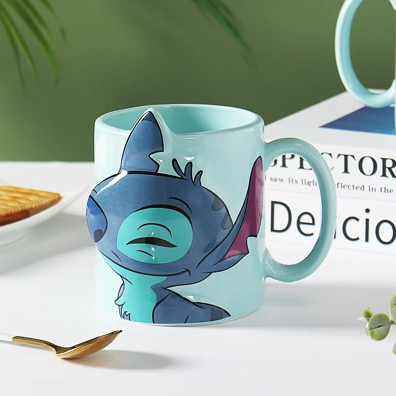 Kawaii Disney Stitch Mug Cartoon New Couple Pair Cup 3d Ceramic Cup Coffee Cup 300ml Student Water Cup Birthday Gift