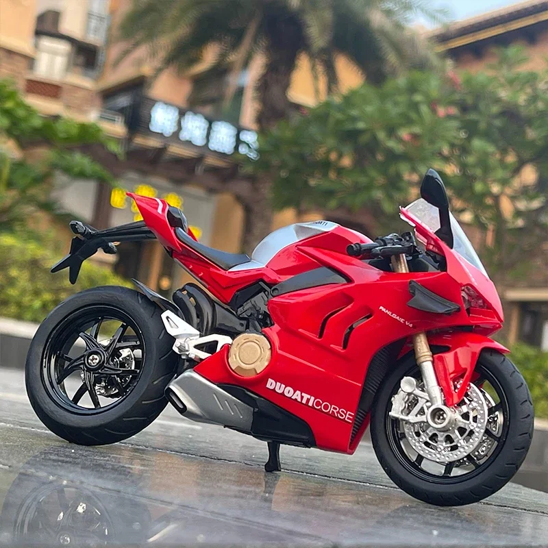 1:12 DUCATI V4S Panigale Alloy Diecast Motorcycle Toy Car Model Metal car Body Sound Light Birthday Christmas Gift Children M17