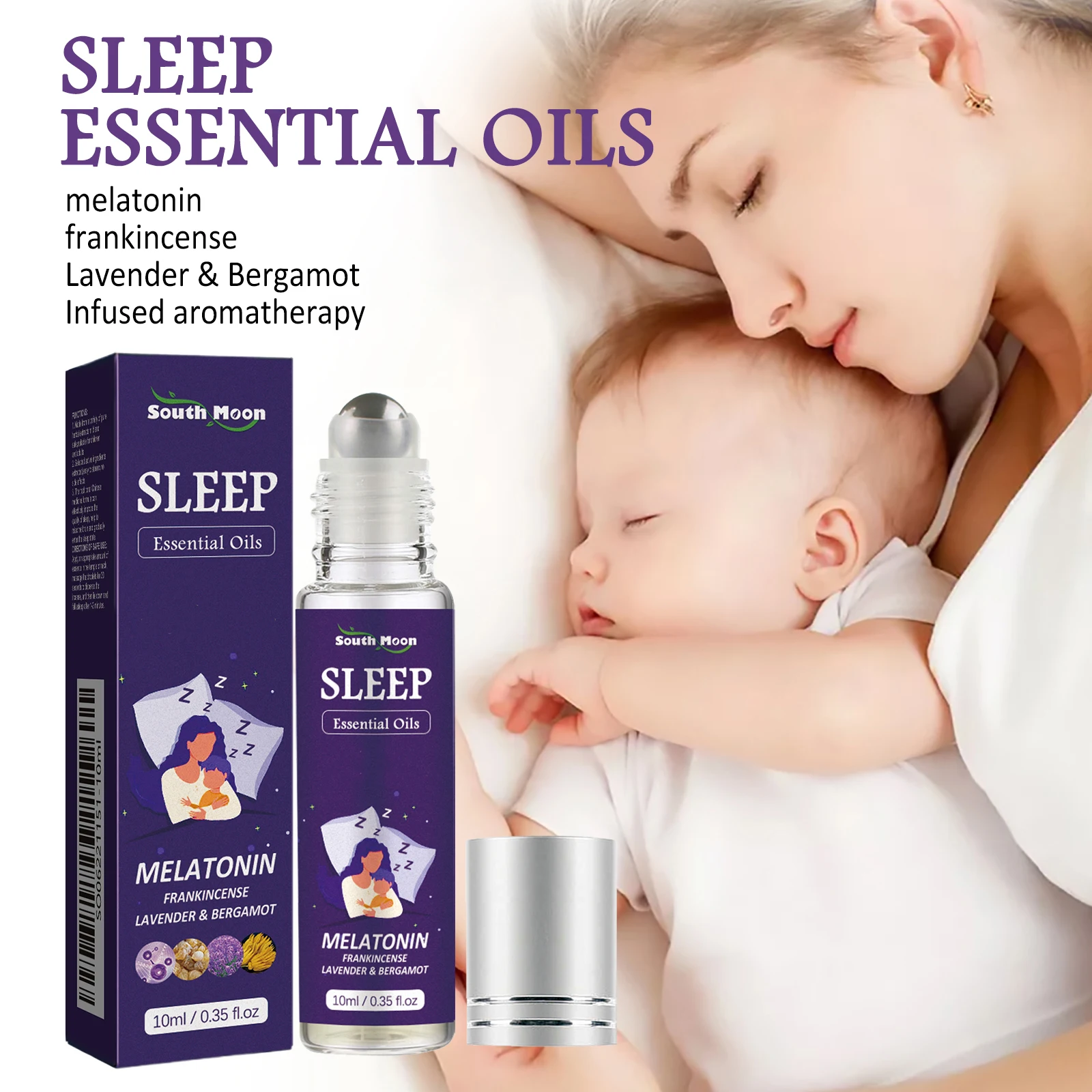 Sleep Aromatherapy Rollerball Oil, Bedtime Massage, Calm Mind & Body, Natural Plant Extract Oil, Everyday Ambient Fragrance