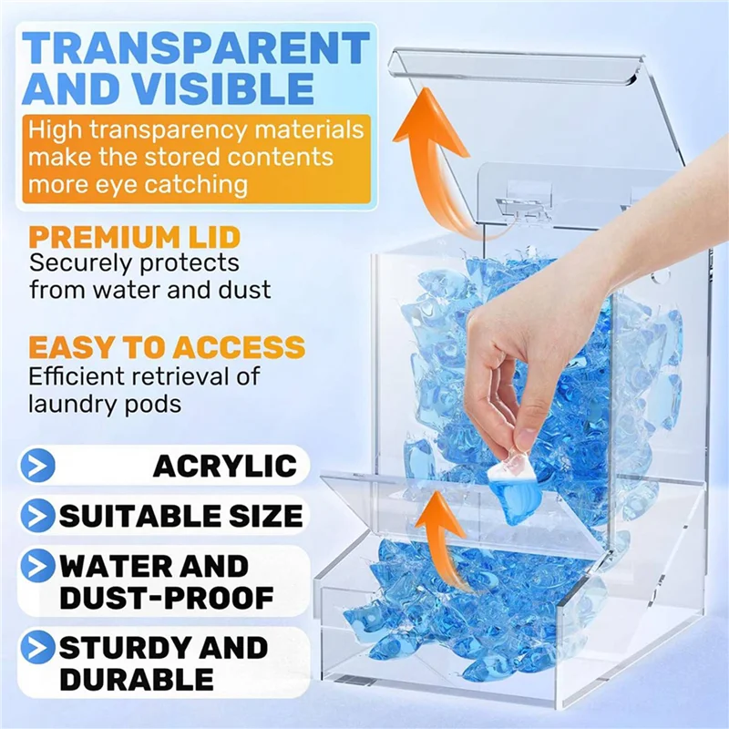 

A93Z 2X Laundry Pods Container, Acrylic Laundry Detergent Container Dishwasher Pods Container