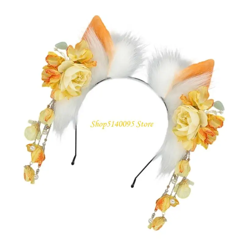 DXAE Peludo Cosplays Orelhas Gato Tiaras Para Entusiastas Anime Tradicional Chinês Traje Combinando Acessório
