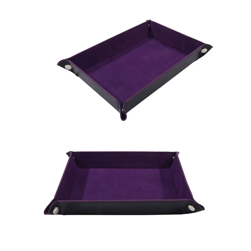 Earrings, Necklaces, Bracelets Jewelry Storage Tray Table Games Key Wallet Coin Trays Sundries Tray PU Leather Folding Dice Tray image 4
