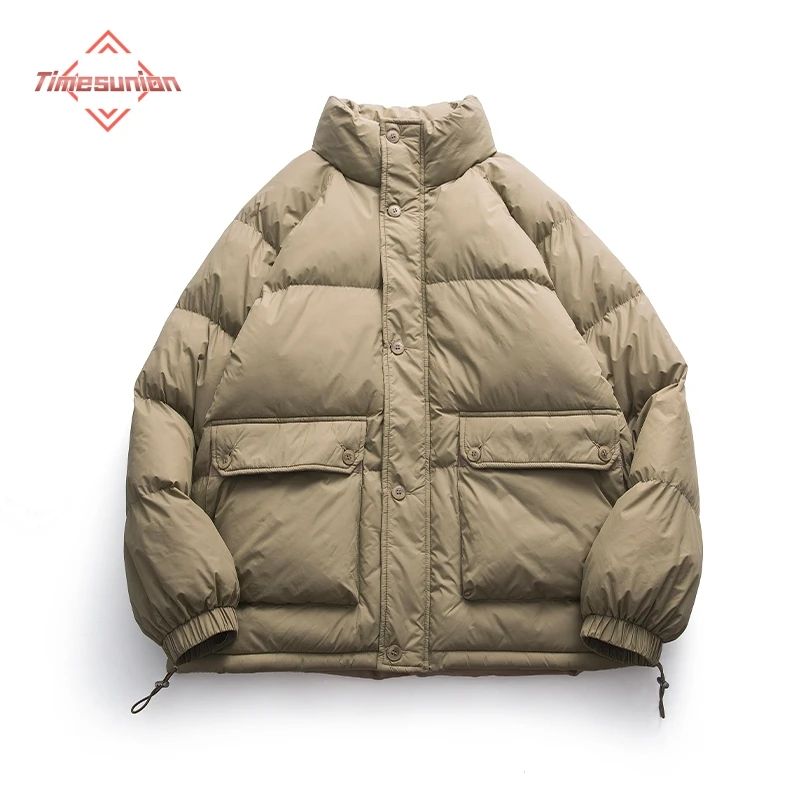 Stand Collar Parkas Soft and Skin-friendly Advanced Fabric Classic Lightweight Loose Windproof and Warm Men's Padded Jackets