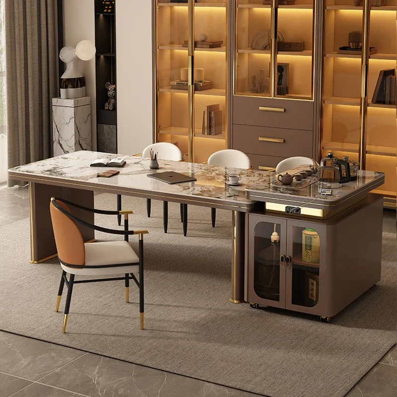 

Advanced rock slab coffee table, light luxury, modern high-end island platform, family coffee table, chair combination