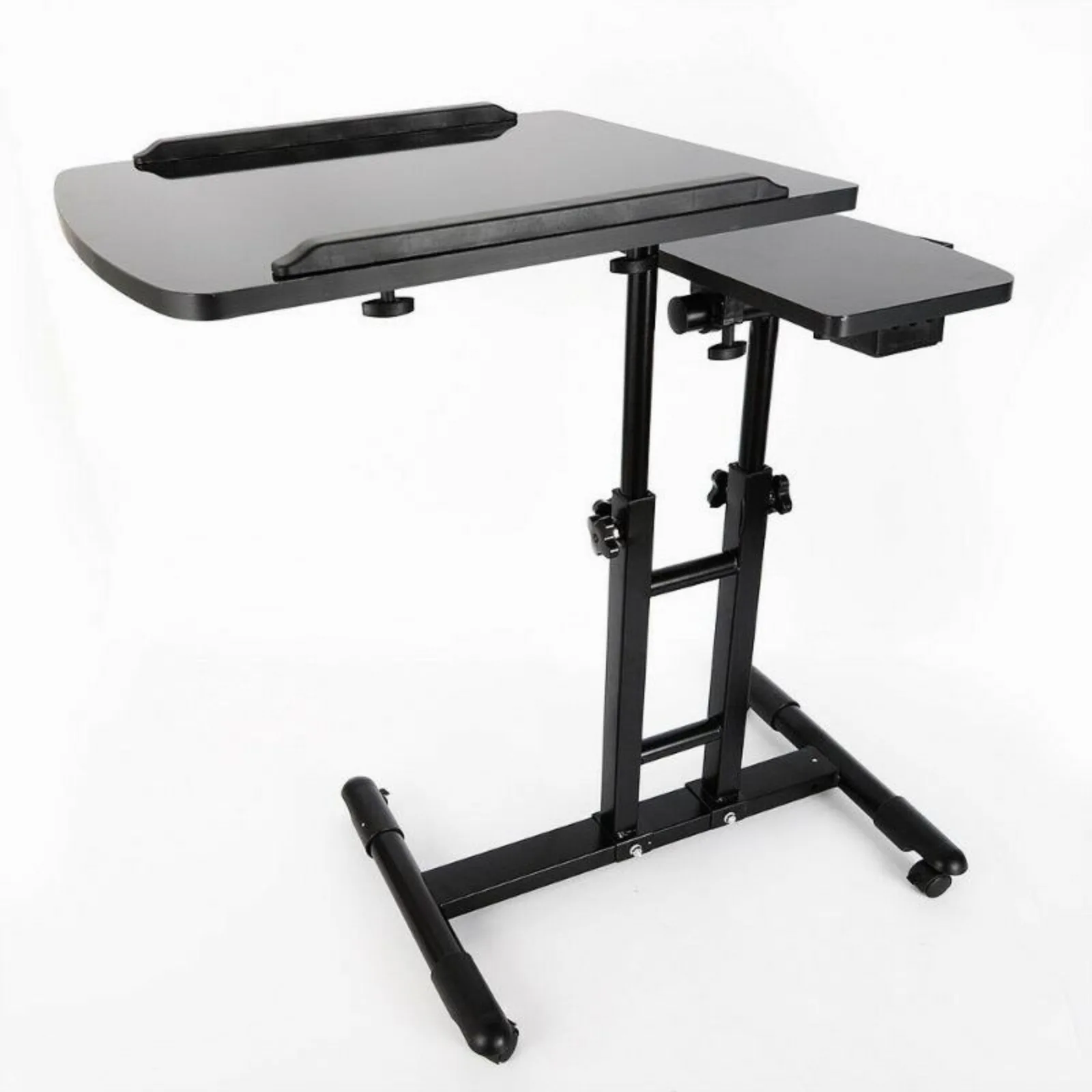 Salon Station Table Rolling Tattoo Cart ​Adjustable Height Tattoo Workbench Salon Tray Equipment for Salon & Spa Use Black