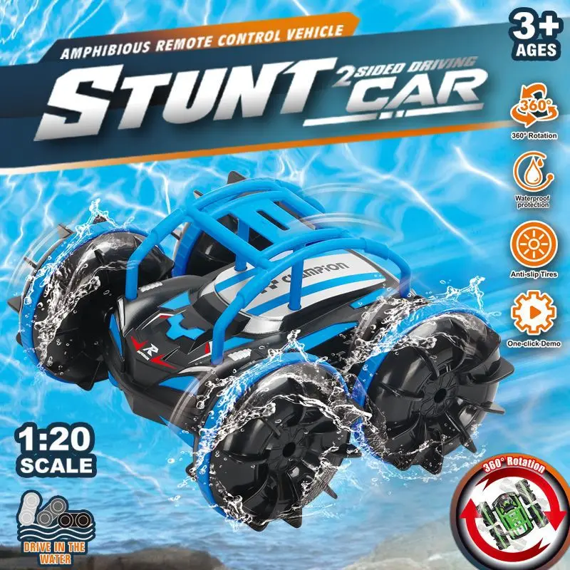 

Champion Amphibious Remote Control Stunt Car Double Sided 360 Rotation Waterproof Anti Slip Tires Beach Pool child Toy