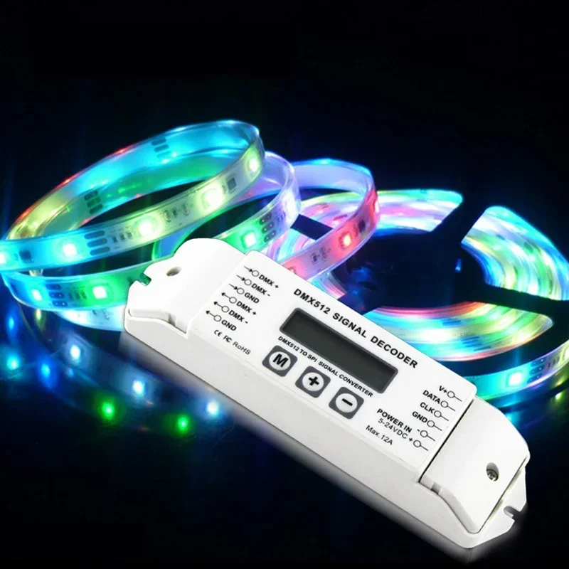 BC-820 DMX to SPI Signal Decoder DMX512 1990 led Controller Convertor 5V 12V 24V for PD6803 WS2811/WS2812 LED Pixel strip Light