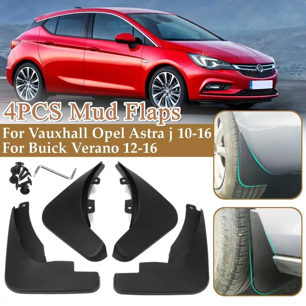 Mud Flaps For Vauxhall Opel Astra J Buick Verano 2010-2016 Mudflaps Splash Guards Mud Flap Mudguards 2010 2011 2012 2013 2014 15