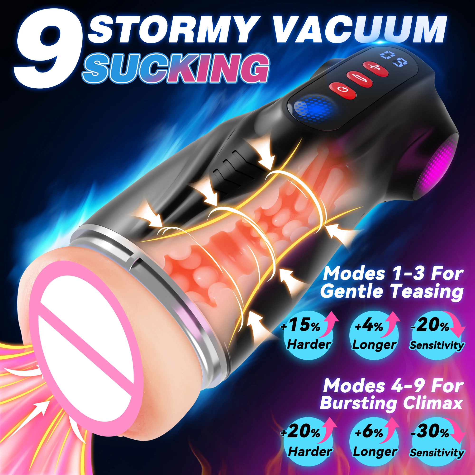 Sex Toys for Men Male Masturbator 3 Sleeves Pocket Pussy Penis Pump with 9 Sucking 9 Vibrating APP Control Adult Supplies - Image 2