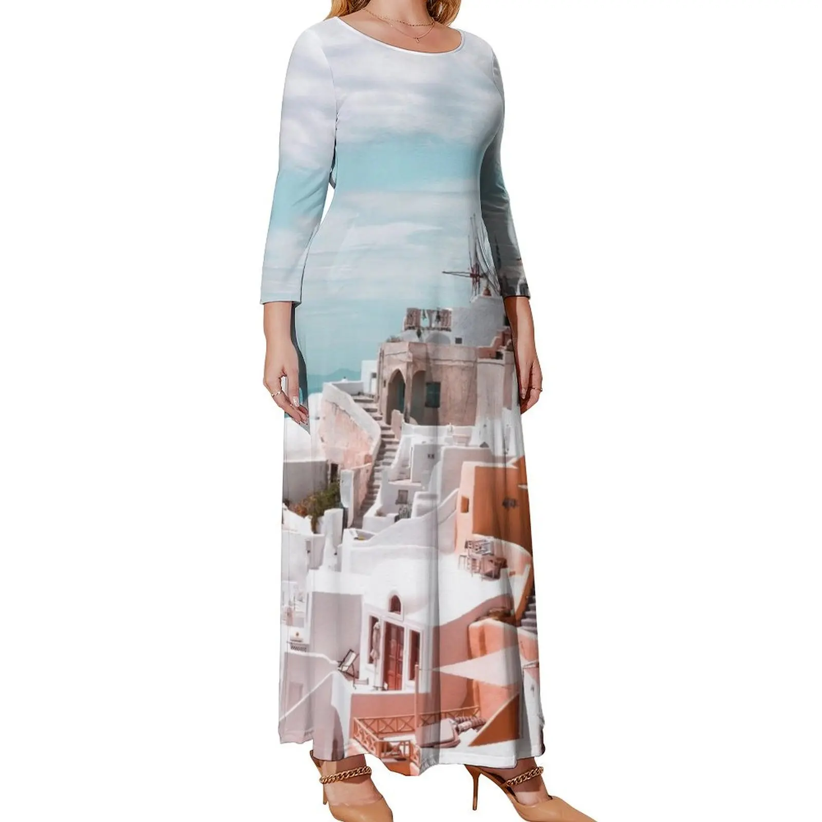 

Santorini Oia Greece Long Sleeved Dress summer dress summer dresses ladies 2024