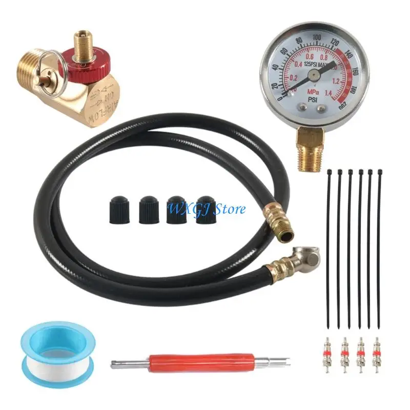37JE Professional Air Maintenance Brass Valves Pressure Test Tool 0-200PSI