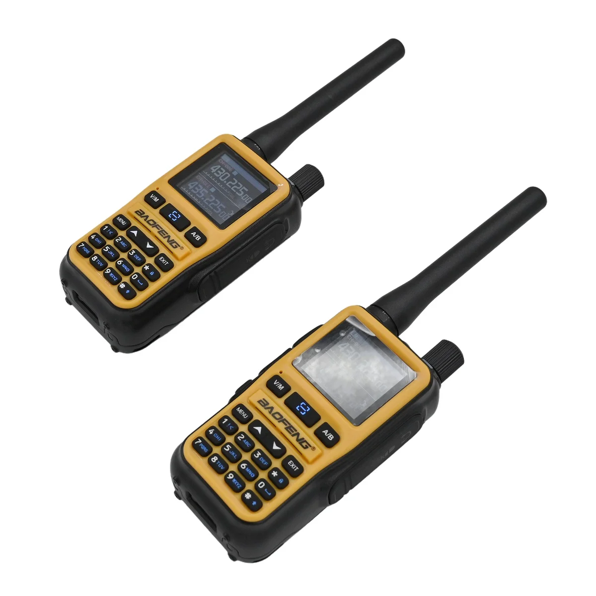 2-x-baofeng-uv-5r-mini-compact-interphone-orange-transparent-bluetooth-app-program-vhf-uhf-999ch-type-c-charging-fm-radio