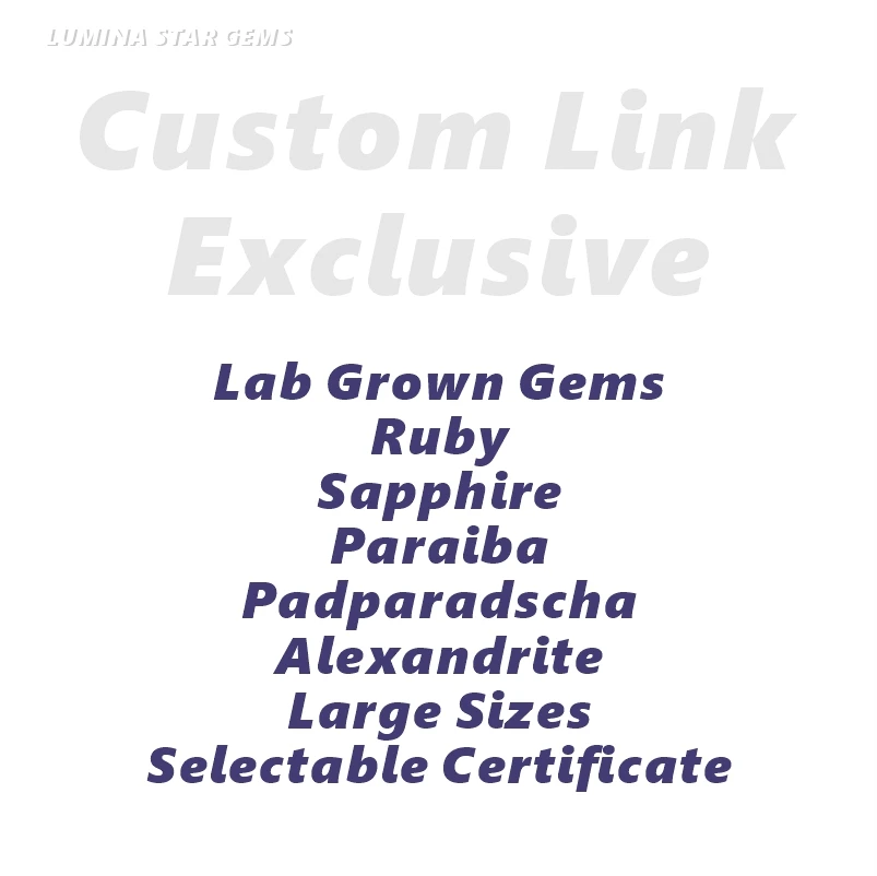 

DZ-Lab Grown Gems Custom Link Exclusive Ruby, Sapphire, Paraiba, Padparadscha, Alexandrite Large Sizes Selectable Certificate