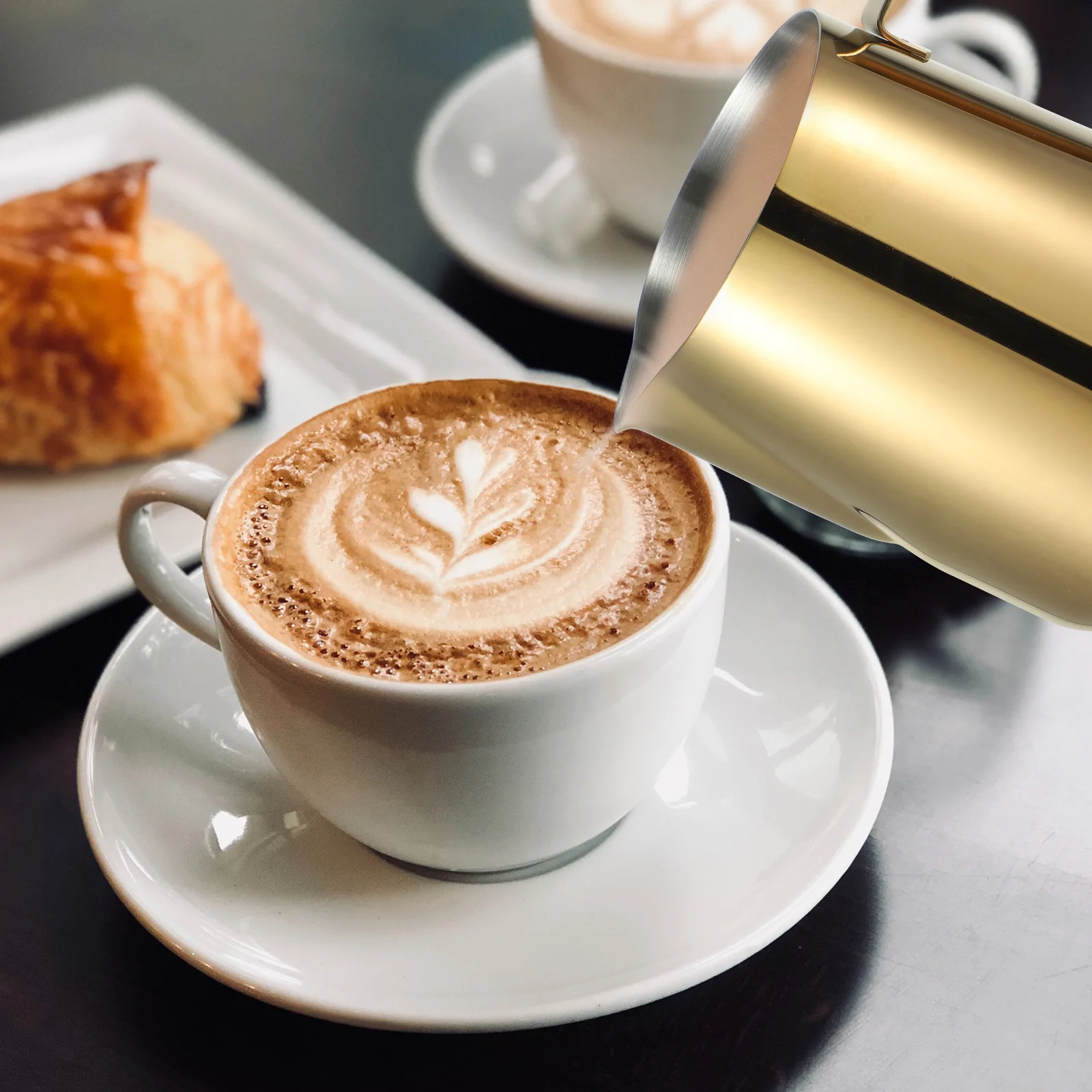 

Pull Flower Cup Latte Coffee Milk Pitcher Stainless Steel Frothing Steaming Jug