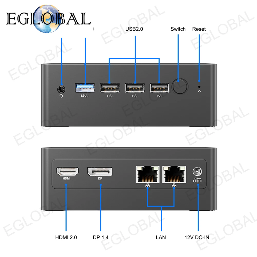 Egglobal-ミニデスクトップコンピューター,intel,alder lake,12th Gen,n100,16g ddr5,1テラバイトssd,Windows 11pro,wifi 5,ウルトラデュアルラン,3 hdmi