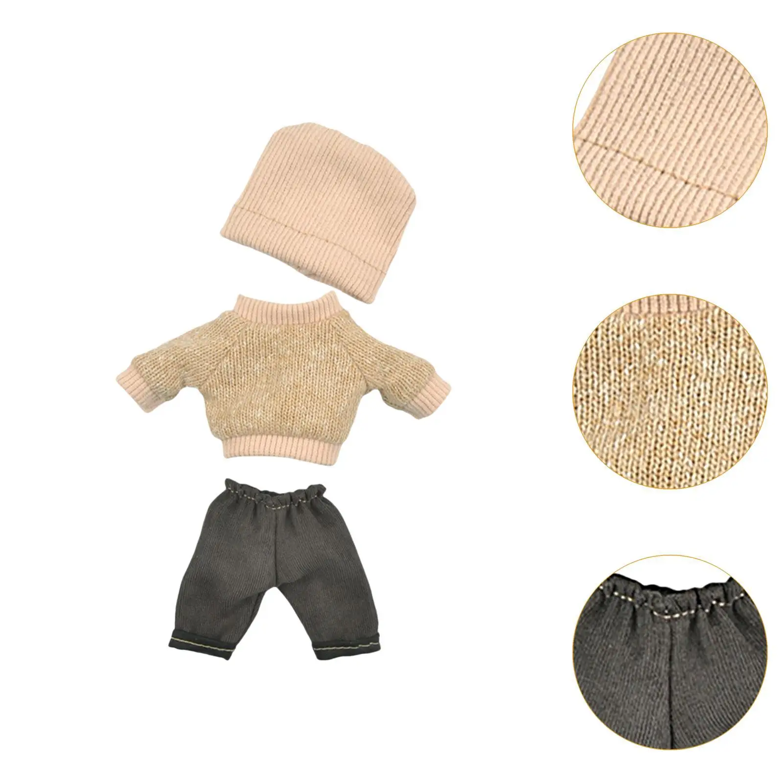 3Pcs Doll Clothes for 16cm Plush Doll Doll Outifits Hoodie, Hat and Pants Fashion Photo Props Accessory for Children's Gifts