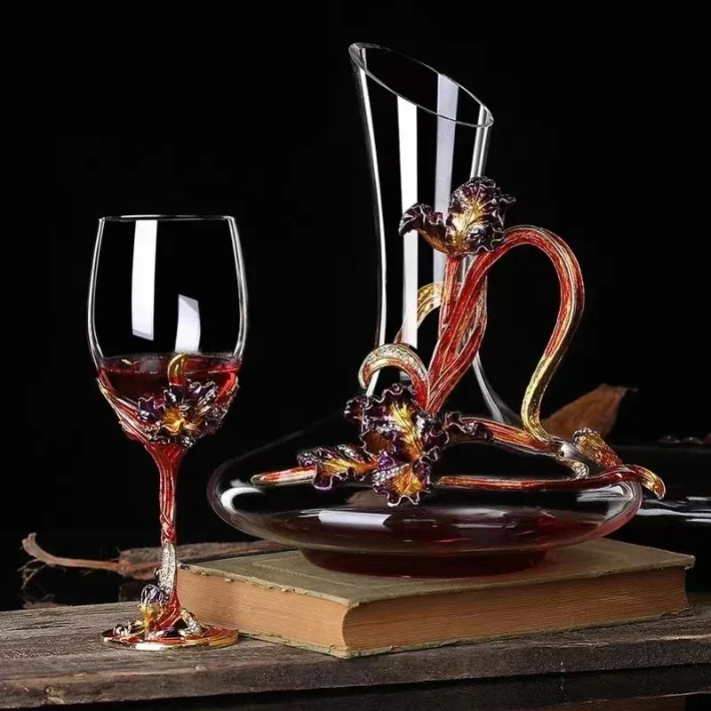 

European Enamel Colored Red Wine Cup, Household Set, Wine Cup Divider, High Cups