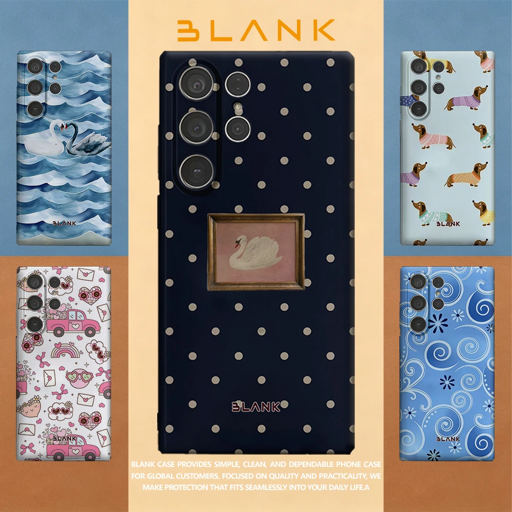 Swan Polka Dot Frame For Samsung Galaxy S26 S25 S24 A56 A36 Phone Case Protection Cover for Women Girl Blank