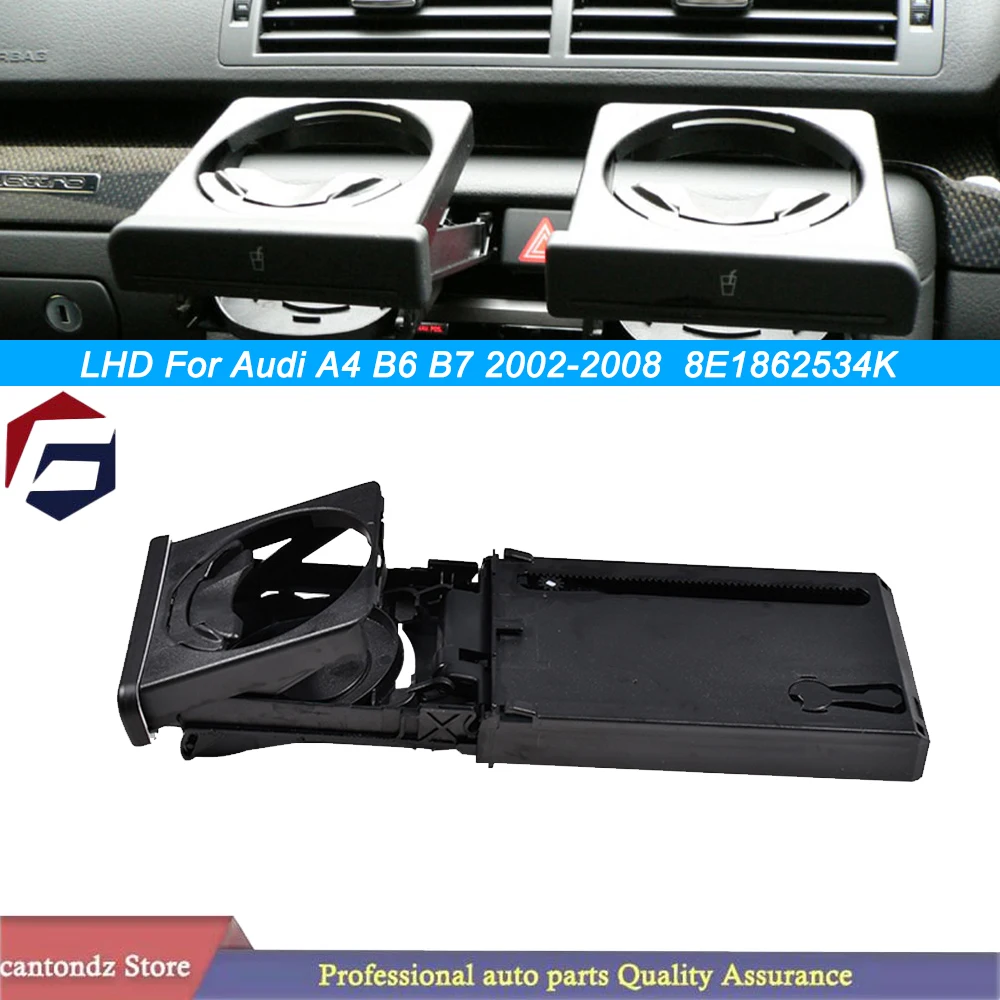 8E1862534K Uchwyt na kubek LHD czarny do Audi A4 B6 B7 2002-2008 Składany uchwyt na butelkę Rozsuwany przedni uchwyt na kubek samochodowy