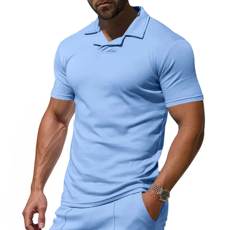 Summer Men's British Style Burke Collar Casual Sports Loose Quick-drying Breathable POLO Short-sleeved T-shirt