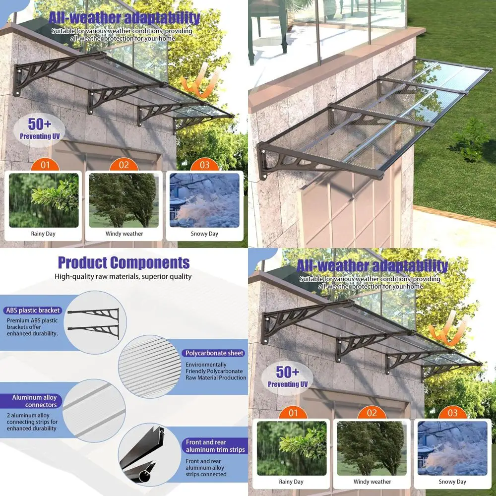 

Навес для окон и дверей 35*120 дюймов, защита от УФ-излучения, дождя и солнца, полимерный навес UP 50+, навесы для дома или входной группы