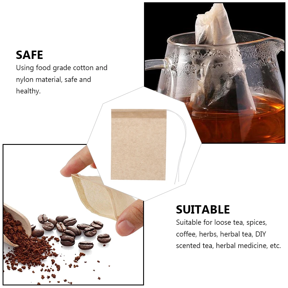 

100 Pcs Filter Bag Loose Leaf Tea Bags Holder Modern Disposable Drawstring Strainer