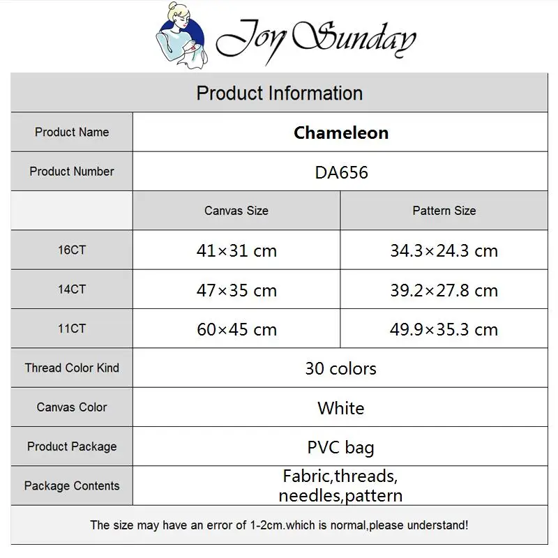Joy Sunday Cross zestaw do szycia DIY kameleon wzór zwierzęcy 16CT 11CT wyszywane płótno haftowana tkanina ozdoby do dekoracji wnętrz do szycia