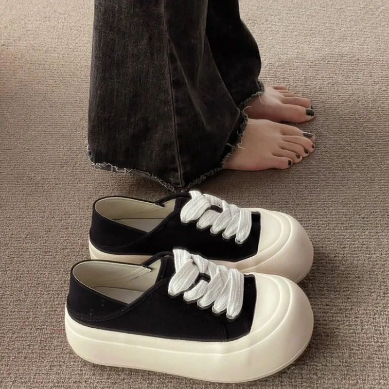 Ugly big head bread shoes easiest for matchnew arrivalplaid canvas shoes thick soleeasiest for matchwhite shoes