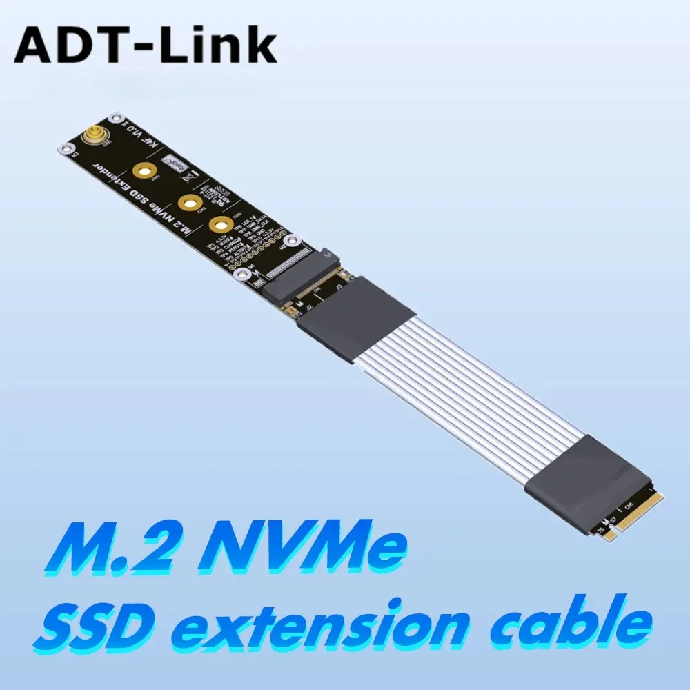 ADT-Link M.2 NVMe PCIE 4.0 x4 Riser Cable Silver-Plated Wire m2 NVMe SSD Card Extension for SSD Solid State Drive 2280 22110 M.2