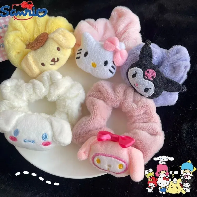 Sanrio Plush Scrunchie Kawaii Anime HelloKitty Melody Kuromi Girl Hair Clip Comfortable Headband Good Elasticity Hair Decoration