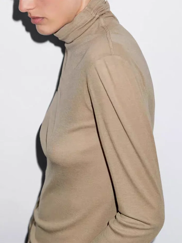 الراقية محبوك طويل Sve عالية الياقة المرأة تي شيرت جديد وصول الشتاء Faion أعلى جودة المواد مريحة تناسب