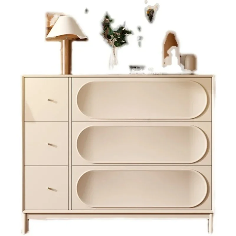 TT Cream wind solid wood French ultra-thin shoe cabinet 24cm against the wall simple modern entrance cabinet