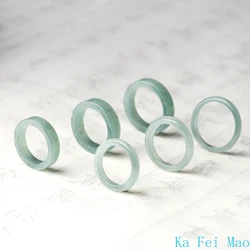 Natural Old Pit A Goods Jade Light Blue Water Ring for Men's Gifts Women's Couple Ring Ice Jadeite Square Jewelry Drop Shipping