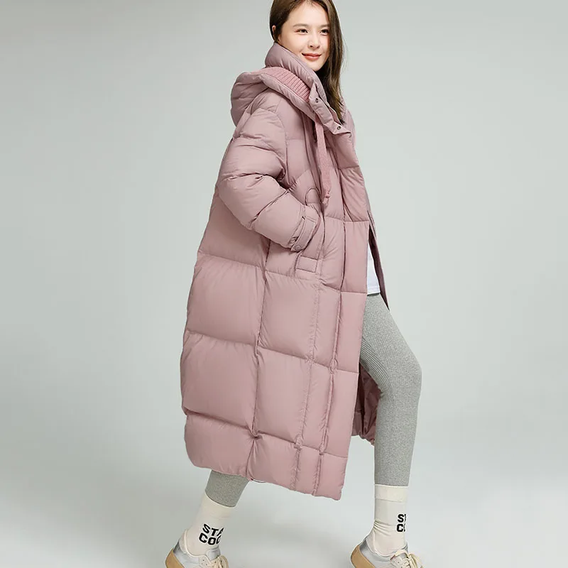 Verdickte warme Kapuze Damen Daunenjacke 2025, neuer Winter, lose 90 Entendaunen, hochwertige Damen-Daunenjacke, Parker-Mantel H724