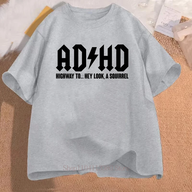 Frauen Kleidung ADHS Brief Drucken T-shirts Sommer Casual Mode Männer Kurzarm Tops Lustige Minimalistischen Oversize Oansatz T-shirts – Detail 3